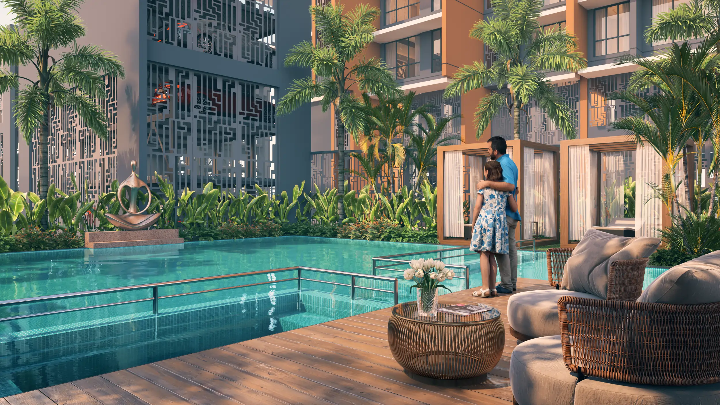 Swimming pool at Agarwal Java luxury apartments